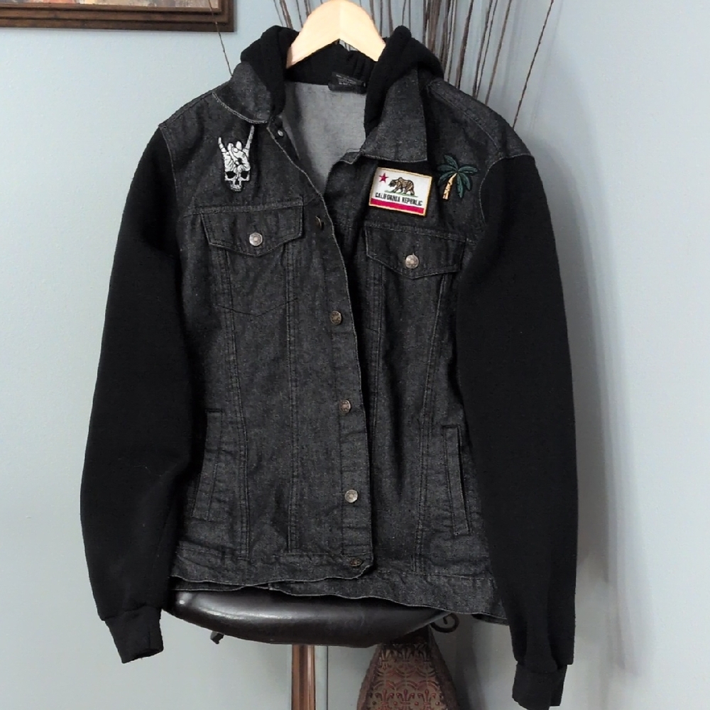 Original Deluxe Black Denim Jacket with Patches